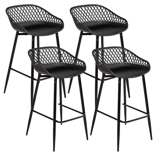 buybyroom Tabouret de Bar avec Dossier et Repose-Pieds, Lot de 4, Chaise Haute pour Cuisine, Îlot...