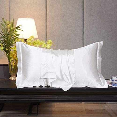 Juego de 2 Fundas de Almohada de satén Sedoso para el Cabello, Fundas de Almohada con Cierre de sobre, Frescas y fáciles de Lavar, Solo Funda de Almohada sin Inserto Cover