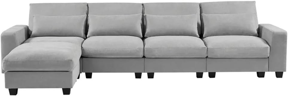 Sectional Sofa,Convertible Couch with Reversible Chaise,Large L-Shape Filled(E)