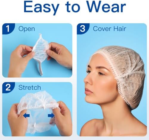 Nvuahome Disposable Bouffant Caps, 21" Elastic Hair Nets, 50 Count - 2