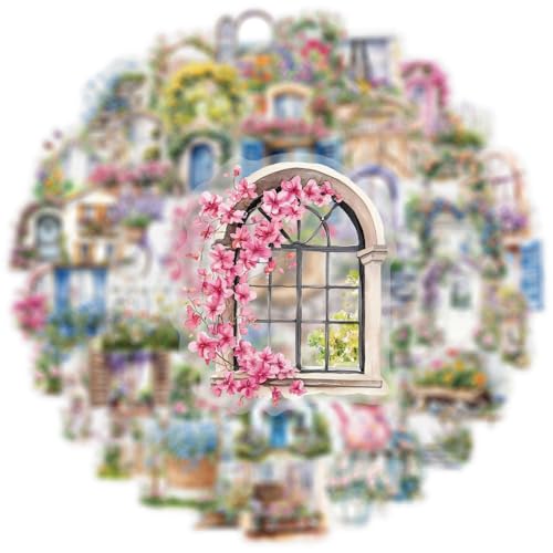 Image of 50PCS Garden Stickers Aesthetic PET Sticker Garden Flower wall Decal Waterproof Decorative Decals for Scrapbook DIY Crafts Album Bullet Journal Planner Water Bottles Laptop Phone (Garden Sticker)