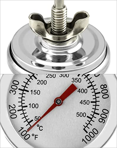 QWORK® BBQ Thermometer, Edelstahl Grill Thermometer, 5 cm Zifferblatt, 0 bis +500 °C