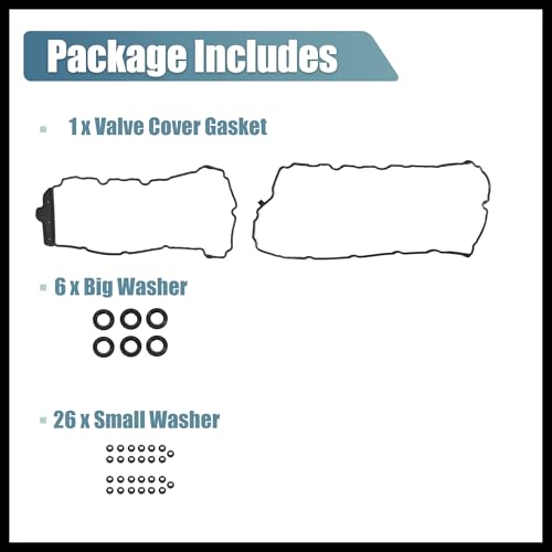 Image of 1 Set Valve Cover Gasket VS50726R for GMC Acadia - 3.6L V6 3564cc 217cid 2007-2008 Rubber Black Durable Material