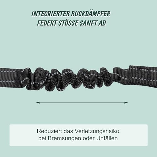 Relaxdays Hundegurt Auto, 60–80 cm, mit Ruckdämpfer, drehbarem Karabiner & Gurtzunge, Hunde Autogurt Rückbank, schwarz