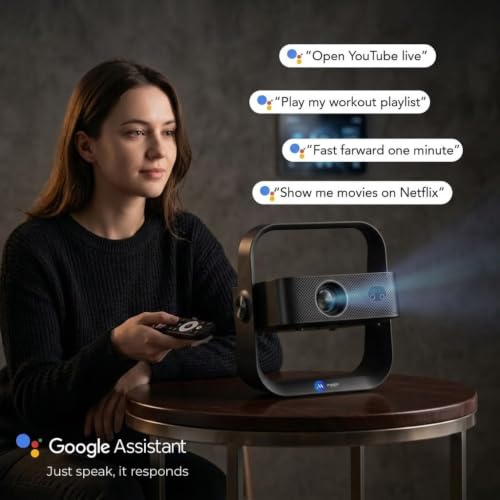 Image of Maizic Smarthome Official Google TV Smart Projector, Native 1080P Full HD, 4K UHD Support, 13000 Lumens, WiFi 6, Bluetooth 5.4, Auto Focus & Auto Keystone, Dust-Free Sealed Engine, 360 Foldable