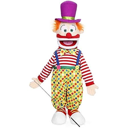 Amazon 25インチ ピエロ 帽子付き フルボディ 腹話術スタイル パペット ぬいぐるみ おもちゃ