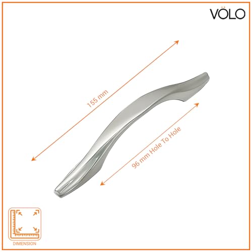 Image of VOLO Chrome Finish Wardrobe Handle, Handle for Cabinets, Doors, and Drawers. (Model: R-104) (4inch (96MM), 1)