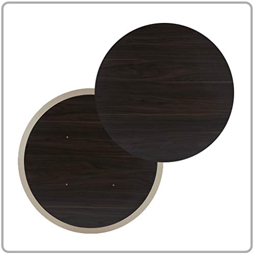 Sunon Round Bar Table High Table for Pub/Bistro/Cocktail Table with Tall Black Pedestal and Four Star Leg (Dark Walnut,44-Inch Height) - Thumbnail 3
