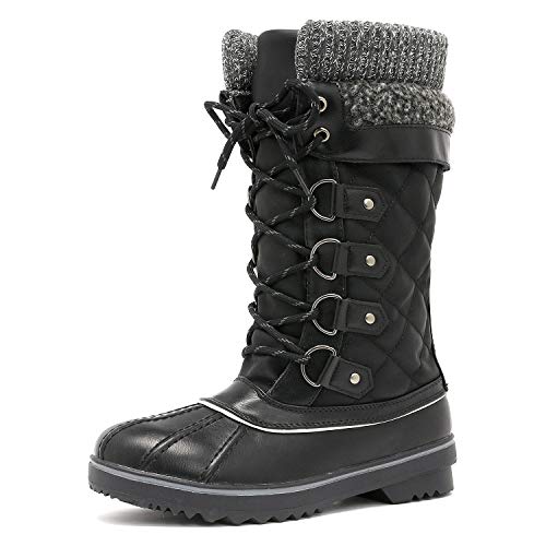 DREAM PAIRS Women's Mid-Calf Waterproof Winter Snow Boots MONTE_02 5 Black