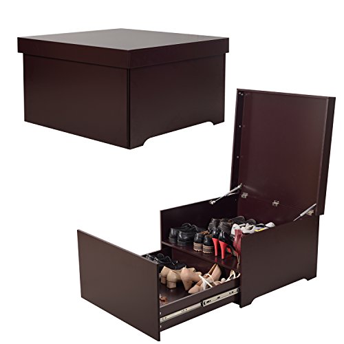 Organizedlife High-Capacity Brown Shoe Box Cabinet Seat With Drawer Modern #TOP4