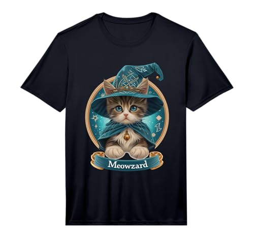 Magical Meowzard: Enchanting Halloween Wizard Cat Performance T-Shirt