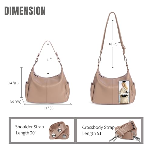 Image of Hobo Bags for Women Real Leather Purses Shoulder Bag Taupe Medium Crossbody Bags Ladies Handbags 2026 Trendy