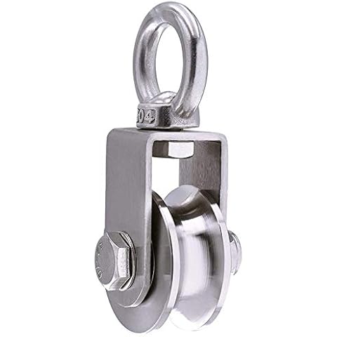 Umlenkrolle Stahlseil, Umlenkrollen mit 2 Kugellager, Seilrolle Fitness Edelstahl 304 Flaschenzug für Stahlseil, Tragkraft 500kg Cover