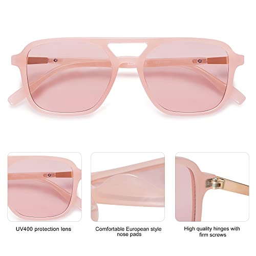 Image of SOJOS Retro Aviator Sunglasses for Women Men,Trendy Rectangle Womens Mens Shades Sun Glasses SJ2202
