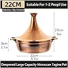 Moroccan Tagine Cooking Pot,Stainless Steel Non Stick Moroccan Casserole with 2 Handles,Large Moroccan Cooker Handmade Tagine Pot with Cone-Shaped Lid(22cm, Rose Gold)