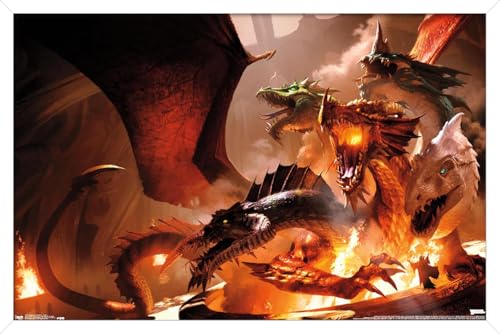 Poster Donjons et Dragons Tiamat affiche encadrée blanche chambre geek