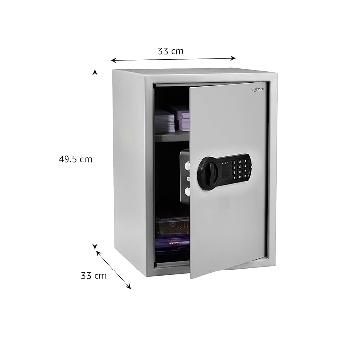 Image of Amazon Basics Digital Safe with Electronic Keypad Locker for Home, Gross Capacity - 58L (Net - 51L), Grey