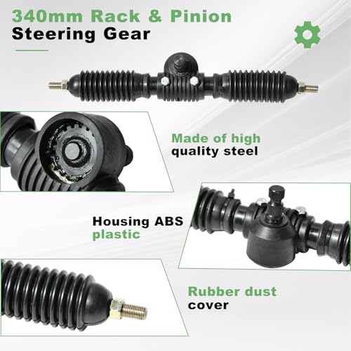 Image of JNDO Go Kart Steering kit 380mm Steering Shaft+340mm Rack and Pinion+300mm Steering Wheel+150mm Steering Column+240mm Tie Rods+80mm Sleeve Suitable for Buggy Quad Go Kart Golf UTV