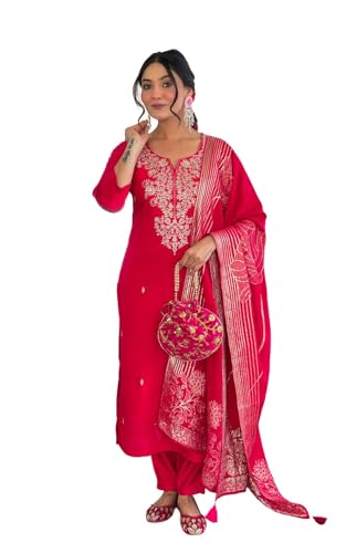 Pantalon kurti brodé floral en coton avec robe ethnique élégante KESUDI