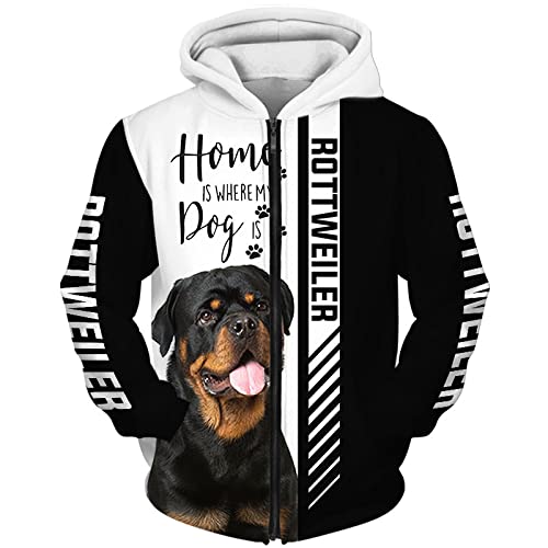 WXXGY Hoodies Vestes T-Shirt Pantalons Shorts Cardigan Mince 3D Rottweiler Impression Pull HommesFemmes Casual Polyester Sweat Mou,Tendre Matériel / A1 / S Cover