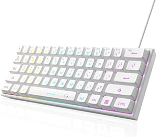 Mini 60% Gaming Keyboard, Upgrade RGB Backlit 61 Key Ultra-Compact Keyboard, MageGee TS91 Ergonomic Waterproof Mechanical Feeling Office Computer Keyboard for PC, MAC, PS4, Xbox ONE Gamer(White)
