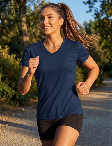 TACVASEN Women's V-Neck T Shirts Short Sleeve UPF 50+ Sun Protection Performance Quick Dry Athletic Workout Tee Tops - Image 4