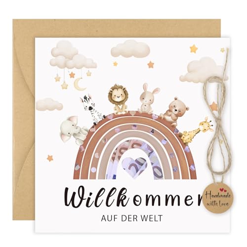Thboxes Karte zur Geburt Geldgeschenk Baby Glückwunschkarte Junge Mädchen Geburtskarte Taufkarte Grußkarte mit Umschlag Babygeschenke Taufgeschenke