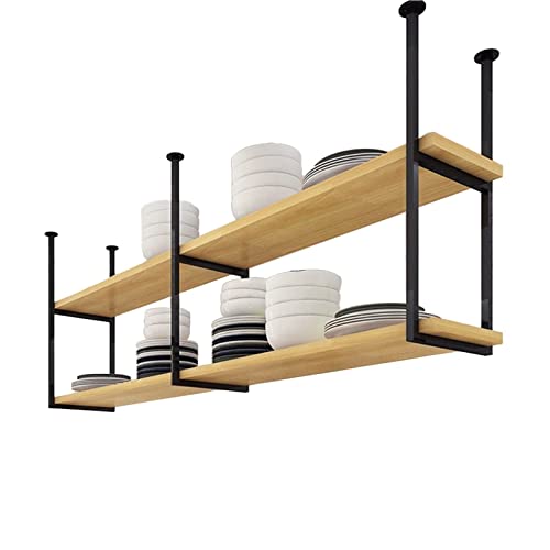 KISYHOLG Botellero Colgante de Madera y Hierro con 2 Niveles para Cocina, Comedor o Bar. Organizador Multifuncional fácil de Instalar (Negro, 80 x 30 x 80 cm).