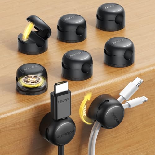 Image of JOYROOM 8 Pack Magnetic Cable Clips, 360 Swivel Cord Organizer Wire Holder