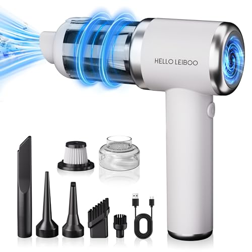 helloleiboo Handheld Car Vacuum Cleaner 16000PA Car Vacuum Portable Cordless 120W High Power 4-in-1 Mini Vacuum Cleaner Rechargeable & Air Duster Multi-Nozzles for Home Office Pet（Black） Bla