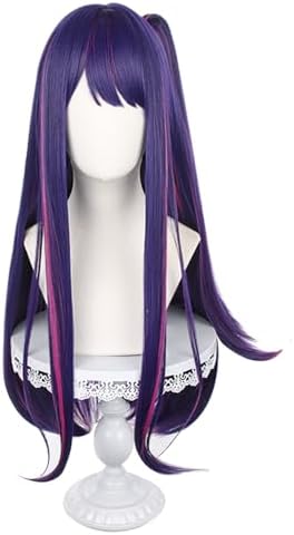 Anime Oshi no Ko Ai Hoshino Wig Purple Long Hair Wigs with Bangs for Girls and Women + Free Wig Cap