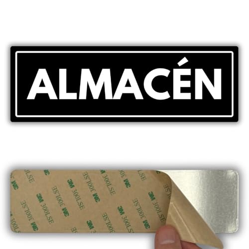 LEIASA | Señal Almacén - 7,5 x 23 cm - Grosor 2 mm - Acrílico - Placa Adhesiva - Cartel Zona de Almacén - Rótulo Identificación - (Señal Almacen)