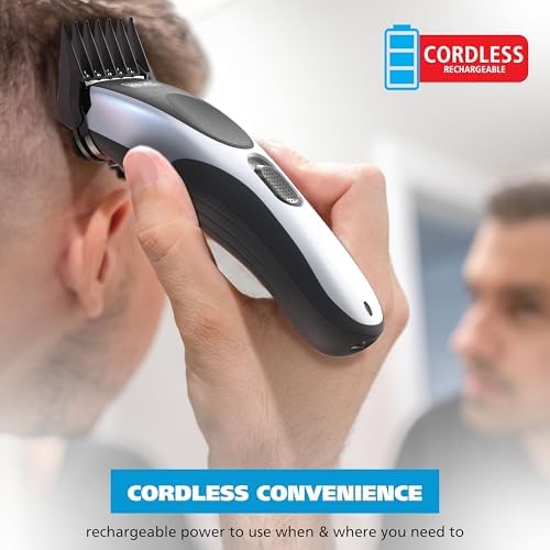 Wahl Clippers Home Pro Cordless Rechargeable Hair Clippers for Men with Precision Haircutting Blades & Secure Snap-N-Lock Attachment Guards – Model 3031656