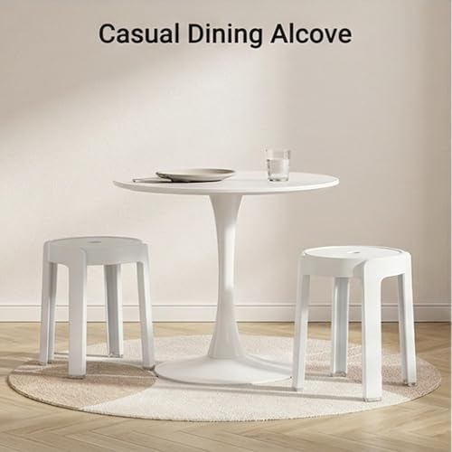 Image of The Artment White Tivo Set of 3 Plastic Stool Modern Stackable Multipurpose with Anti-Slip Base | Lightweight Waterproof PP Stool for Bathroom, Kitchen, Balcony & Living Room | Use for Home & Office