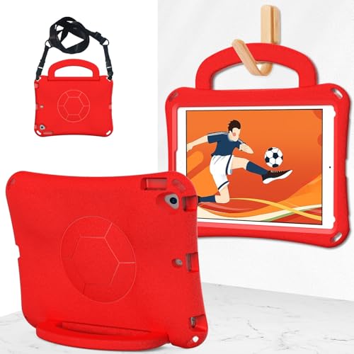 Housse iPad 9e génération antichoc rouge légère sangle et support ajustable