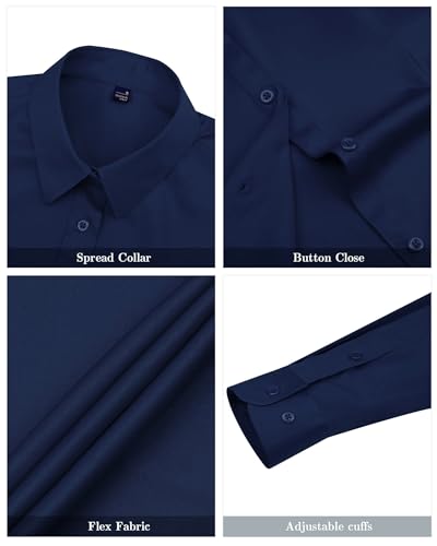Image of J.VER Womens Dress Shirts Long Sleeve Button Down Shirt Wrinkle-Free Business Casual Blouse Office Work Tops