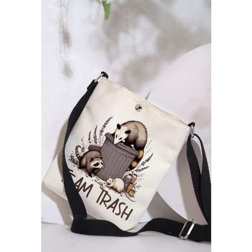 MAOFAED Funny Garbage Raccoon Crossbody Bag, Stay Trashy Raccoon Possum Gift, Animal Humor, Team Trash4