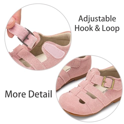 Image of ESTINE Toddler Girls Little Kids Close Toe Sandals - Flower Girl Dress Flats Summer Shoes