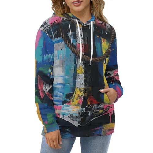 Sweatshirt pullover motifs rayures marines coupe unisexe taille S - 2