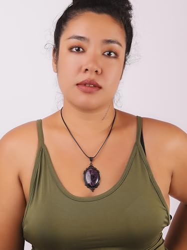 Sacina Victorian Teardrop Crystal Necklace, Gothic Vintage Necklace, Goth Jewelry, Halloween Christmas Jewelry Gift for Women4