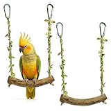 Touosy 2 Pezzi Trespolo per Pappagalli in Legno, Giochi per Pappagalli Altalena, Accessori per Gabbia per Uccelli & Gabbia Adatti a Uccelli Piccoli e Medi (20 x 18cm)