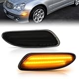 Bestview LED Side Marker Lights Compatible with 2001-2007 M'ercedes B'enz W203 C230 C240 C280 C320 C350 C32 AMG, Driver & Passenger Side, Smoked Len