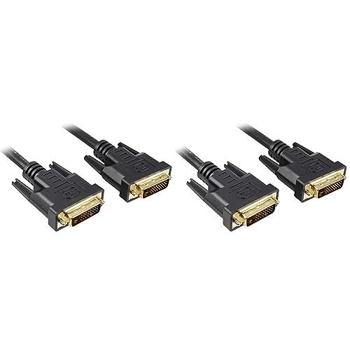 PremiumCord Câble de connexion DVI - 3 m, Dual Link, DVI-D (24 + 1) mâle vers mâle, numérique, Full HD 1080p, résolution max. : 2560 x 1600 pixels 60 Hz, couleur : noir (Lot de 2)