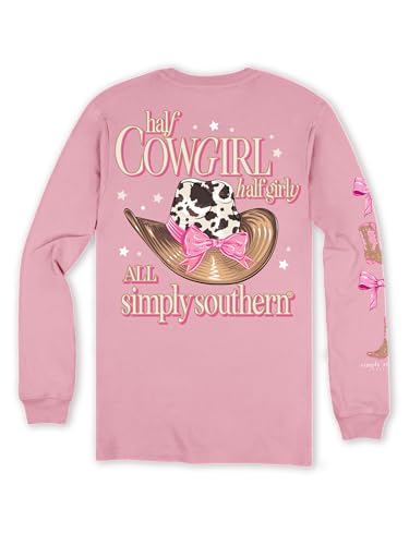 Simply Southern Youth Relaxed-Fit Long Sleeve T-Shirt | Half Cowgirl Half Girly | Preppy and Stylish Girl's T-Shirt, Small