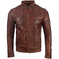Aviatrix Hombres Muy Estiloso Diseñador Cuero Auténtico Chaqueta De Moda Moto (D4EN)