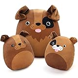 BenBen Dog Stuffed Animals, Set of 3, 12' and 7'' Squishy Plush Toys, Toddlers Hugging Plush Pillow, Cute Plushies, Stocking Stuffers for Kids, Ms Wags and Pups