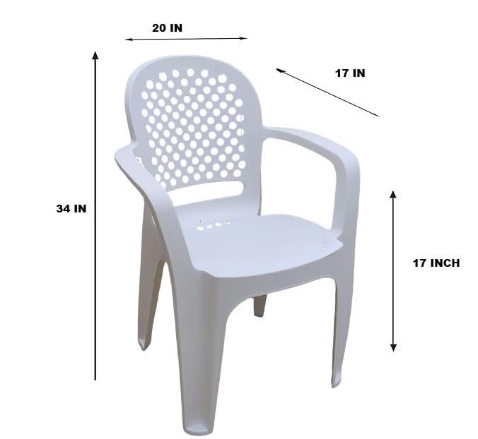 Image of Cello Crystal Armrest Plastic Chair with Matt Finish | Chairs for Living Room, Garden, Home Indoor and Outdoor Use (Colour: White, Set of 2)