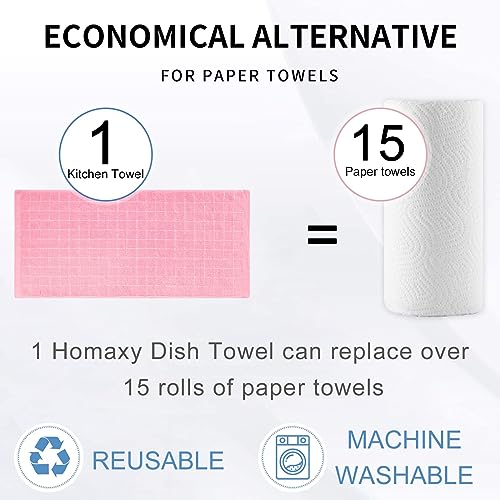 Image of Homaxy 100% Cotton Terry Kitchen Towels, 24 Pack, Pink
