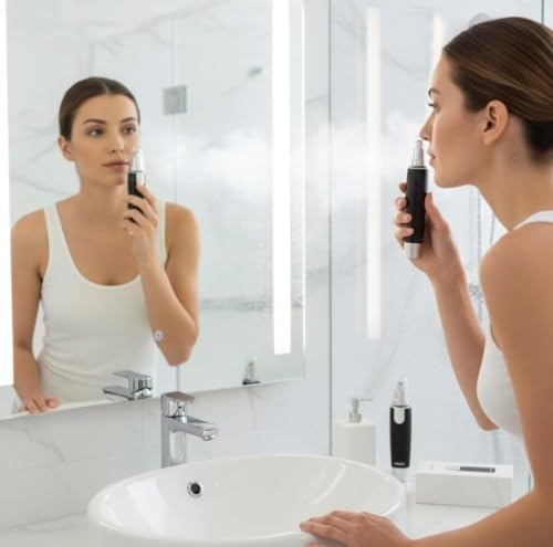 Image of RERANT 3-in-1 Professional Electric Nose, Ear, and Eyebrow Trimmer - Painless Precision Grooming Tool for Men and Women, Travel-Friendly Design (Black)