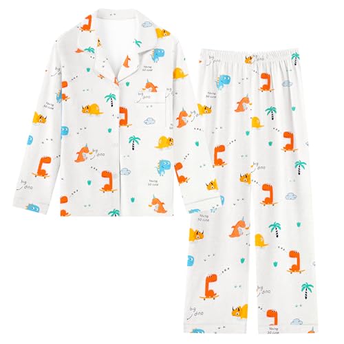 Umeyda Conjunto de pijama infantil 100% algodão macio de manga co...